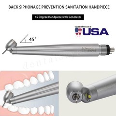 Dental Surgical Handpiece 45° Angle LED Self Power Rear Exhaust 4Hole M4