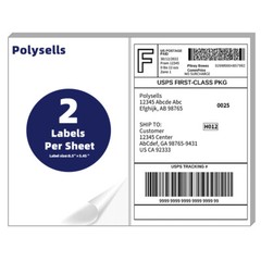 Shipping Labels 8.5×5.5 half sheet Self Adhesive 2 Per Sheet POLYSELLS