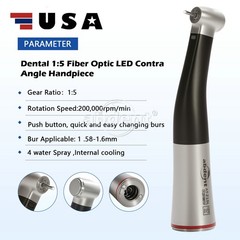 Dental 1:5 Increasing High Speed Fiber Optic LED Contra Angle Handpiece abdent