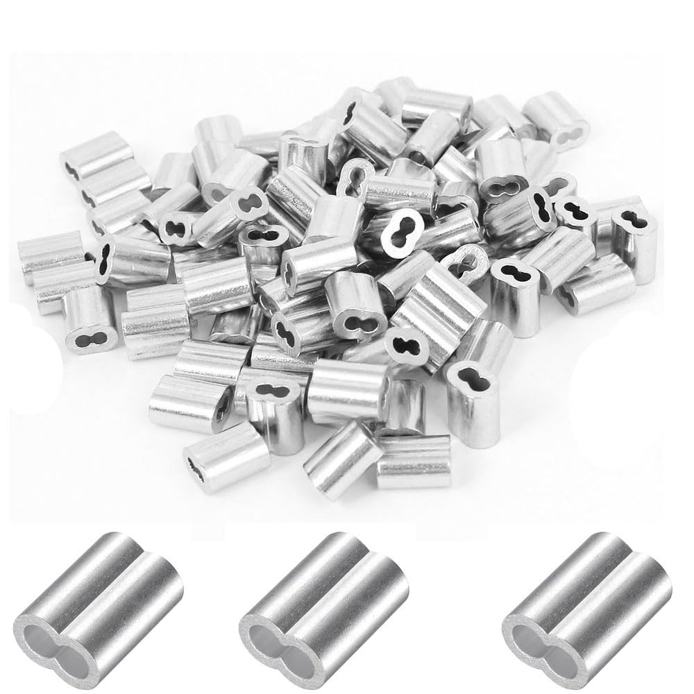 200 Pcs Aluminum Crimping Loop Sleeve 1/16″,Cable Crimp Ferrules for Wire…