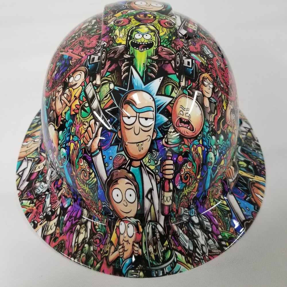 NEW FULL BRIM Hard Hat custom hydro dipped ADULT CARTOON STICKER BOMB NEW