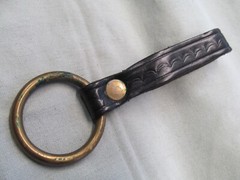 CHOICE of ONE (1) Flashlight/Baton Holder-Blk Leather Basketweave w/Brass Ring