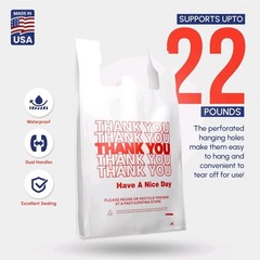 Thank You Plastic T-Shirt Bags 11.5×6.5×21 for Grocery Retail Shopping 100 pack