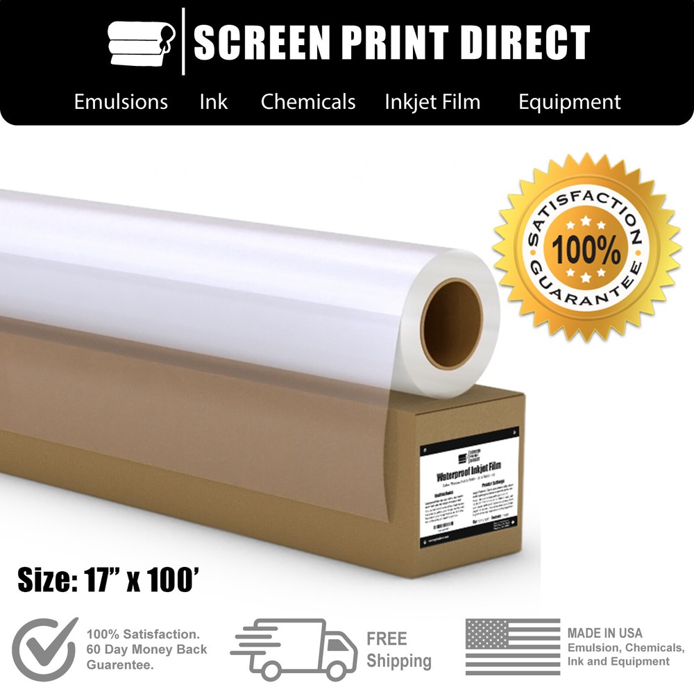 Waterproof Inkjet Transparency Film 17″ x 100′ Screen Printing – 1 Roll – 5 MIL