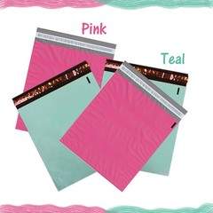 12″ x 15″ Designer Poly Mailers, Pink,Teal, Polka Dots,Hearts Flat Shipping Bags