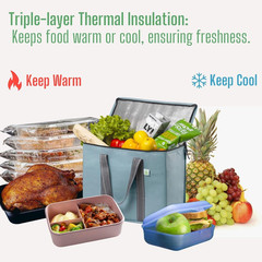 2 Pack Cooler Bag and Insulated Grocery Bags for Food Delivery, Collapsible Cool