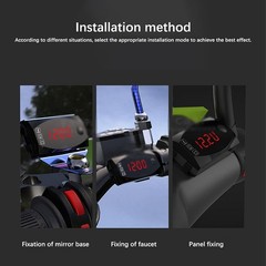 3-in-1 Waterproof Motorcycle Digital LED Thermometer Clock Voltage Voltmeter