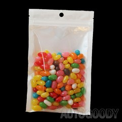 100 Premium Zip Zipper Bags Clear Plastic White Back Slide Seal Reclosable