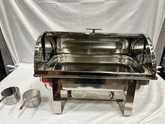 Choice Deluxe 8 Qt. Full Size Chrome Accent Roll Top Chafer