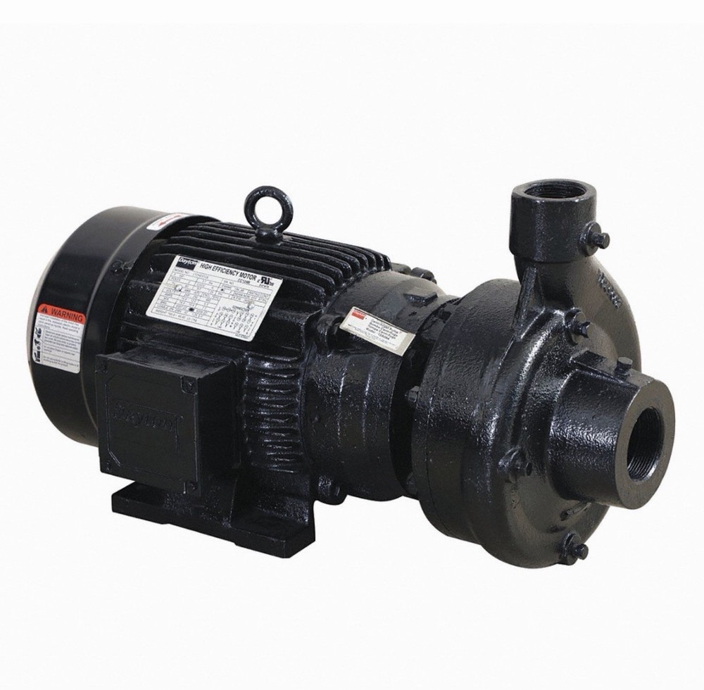 Dayton 55JJ54 Cast Iron 7-1/2 Hp Centrifugal Pump 208-230/460V, 1 1/2 in Intake