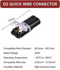 200pcs Double-Wire Plug-in Connector, Cable Clamp with Locking Buckle, AWG 18-22