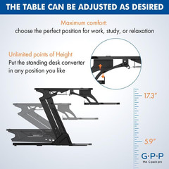 38″ Wide Adjustable Sit-to-Stand Desk Converter for Dual Monitors – Black