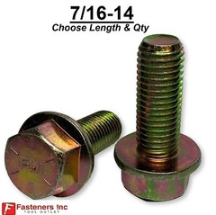 7/16-14 Grade 8 Flange Frame Bolt Yellow Zinc Plated (All Sizes & Qty’s) 7/16″