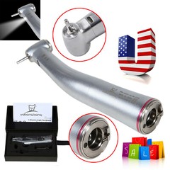Dental 1:5 LED Fiber Optic Increase Contra Angle Handpiece 4 Way Spray USA