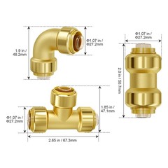 Pipe Fittings 25PCS 1/2″ (Straight, Elbows, Tees) Push-Fit Brass fittings