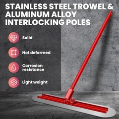 48″x12″ Stainless Steel Bull Float Concrete Tool Trowel Float 4 Handle Round End