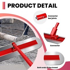 48″x12″ Stainless Steel Bull Float Concrete Tool Trowel Float 4 Handle Round End