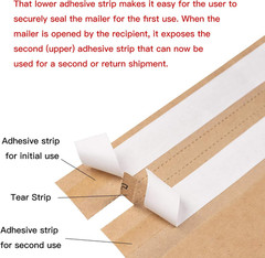RUSPEPA Kraft Paper Poly Envelopes Mailer, Self Seal, 100% Recyclable, Reusable