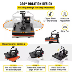 8-In-1 Heat Press 15 In. X15 In. Digital Transfer Sublimation Machine for T-Shir