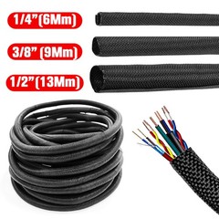Car High Temperature Braided Wire Loom Black Split-Sleeve Heat Resistant Cover