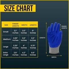 120 Pairs, Blue Latex Coated, Work Gloves, Textured Grip Gloves for Men/Women