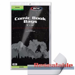 New BCW Graded Comic Book Resealable Bags 9×14 100 Acid Free Bags For CGC CBCS