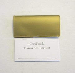 1 NEW GOLD VINYL CHECK BOOK COVER & 20 NEW CHECKBOOK TRANSACTION REGISTERS