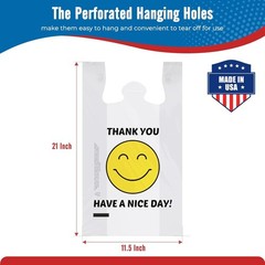 2000 Thank you T-Shirt Bags 1/6 12″ x 6.5″ x 21″, Plastic Grocery Shopping Bags
