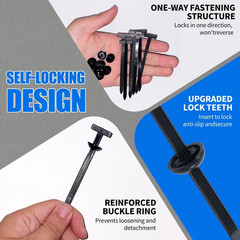 100PCS Nylon Universal Cable Heavy Duty Tie Buckle Self Locking Zip Ties Holder