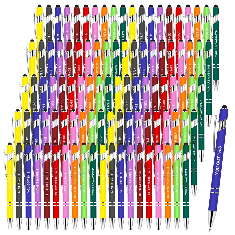 Greengines 100 PCS Inspirational Pens Bulk, 1 Count (Pack of 100), Multicolor