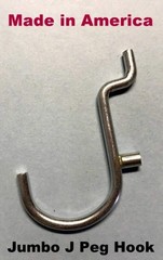 (20 PACK) 1″ Jumbo ‘J’ Metal Peg Garage Hanger Hooks. 1/8 to 1/4 Inch Pegboard