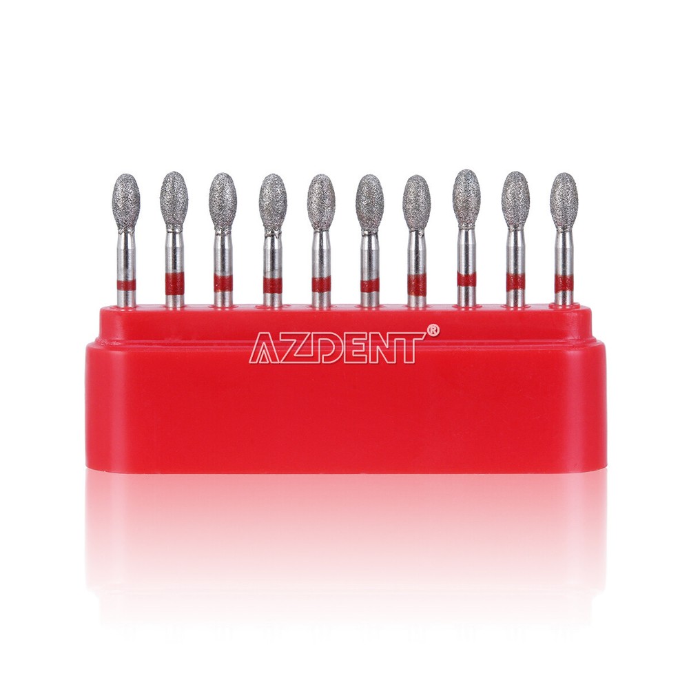 10Pcs/Pack Dental Dimond Burs Football #379-023F Fine Red Azdent