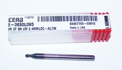 1.60mm (.0630″) CARBIDE END MILL STUB BALL ALTIN COATED KYOCERA 1635-0630L095