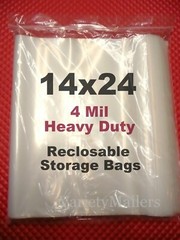 6 Large Zip-Top Storage Bags 14”x 24” 4 Mil THICK Food Grade Bags 14×24