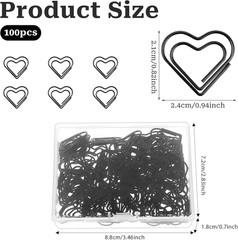 100 PCS Love Heart Shaped Paper Clips, Decorative Paper Clips, Heart Paper Cl…