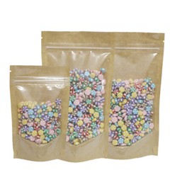 50/100 Clear Kraft Paper Resealable Stand Up Zipper Seal Lock Pouch Food Storage