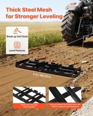 VEVOR Drag Harrow 48 x 20 in Tow-Behind Driveway Grader Fits ATVs UTVs Tractors