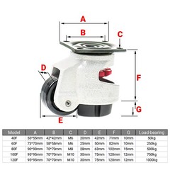 4PCS Leveling Machine Caster with Rubber Pad, Retractable Workbench Caster Wheel