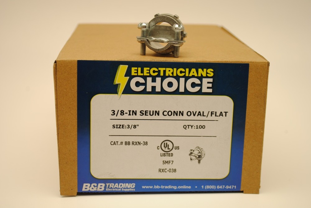 Box of 100 PCS, Trade Size 3/8 Romex Connectors, Die Cast for NM Cable