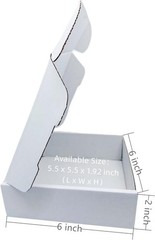 6x6x2 Inch White Corrugated Shipping Boxes, 50 Pack Recyclable Mailers