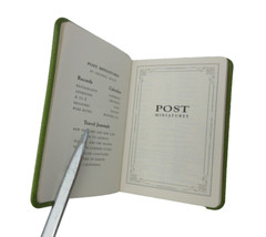 Address Book MINI 3×4″ Leather Cover 160 Tabbed Pgs Post Miniatures Bright Green