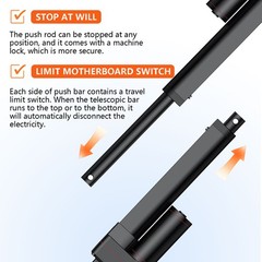 DC 12V Linear Actuator with Remote 3000N 660lb 2″~ 40″ Heavy Duty Waterproof