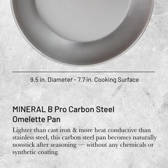 de Buyer MINERAL B Pro Carbon Steel Omelette Pan – 9.5” Diameter, 7.7̶