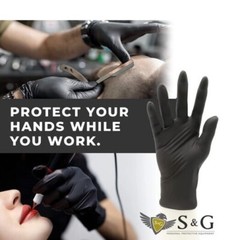 S&G Black Nitrile Gloves Latex Powder Free 3 Mil 1000pcs XS/S/M/L/XL