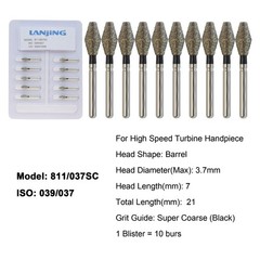 Dental Barrel Diamond Burs Super Coarse FG High Speed 811/037SC Friction Grip