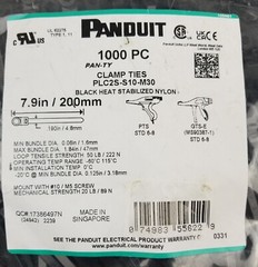 1000 Panduit PLC2S-S10-M30 Clamp Cable Ties Pan-Ty 7.9″ 50LB Black Nylon NEW