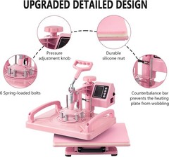8 in 1 Heat Press Machine 12×15 in Sublimation Transfer T-shirt w/ 30OZ Tumblers