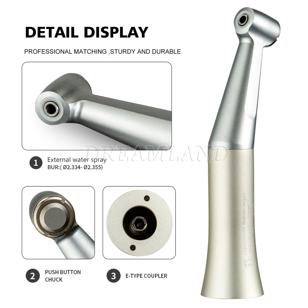 FG1.60mm/CA2.35mm Dental Slow Speed Contra Angle Handpiece Straight 2H/4H F2