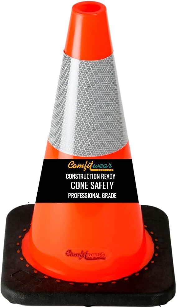 18″ Orange Traffic Cones 6″ 3M Reflective Collars Construction Safety Playground
