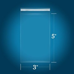 200 Clear Cellophane Bags 3X5 Inch Self Adhesive Eco Friendly 1.4 Mil Thick
